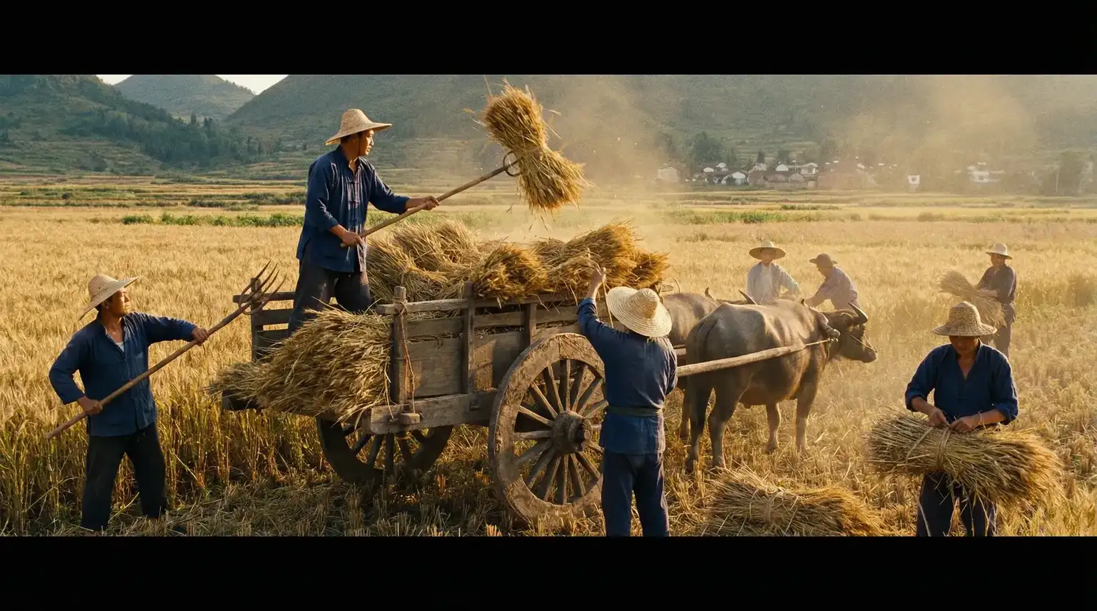 丰收季节农民装车运粮 - 沉香如屑芷昔是坏人吗 秋收场景